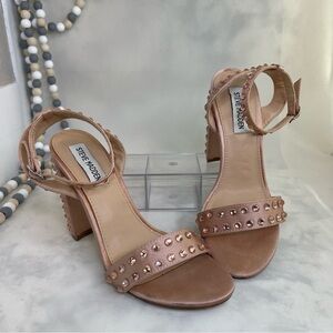 STEVE MADDEN Women’s Maeryn Pink Blush Satin Jeweled StuddedHeels sz 6